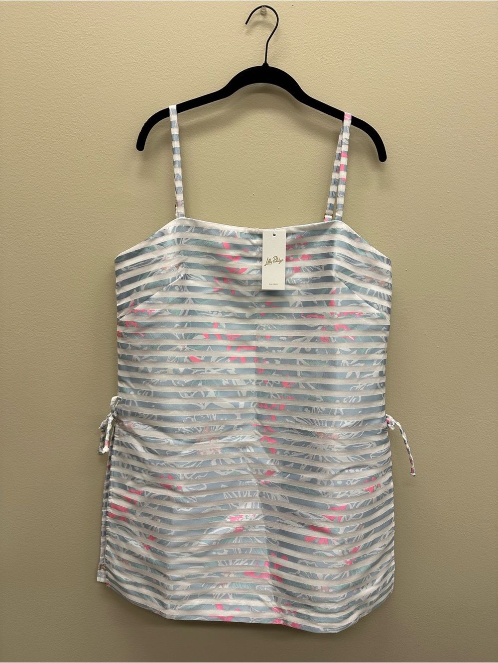 Lilly Pulitzer Laken Skirted Romper Bluette- Floral Stripe Woven Jaquard NEW 14
